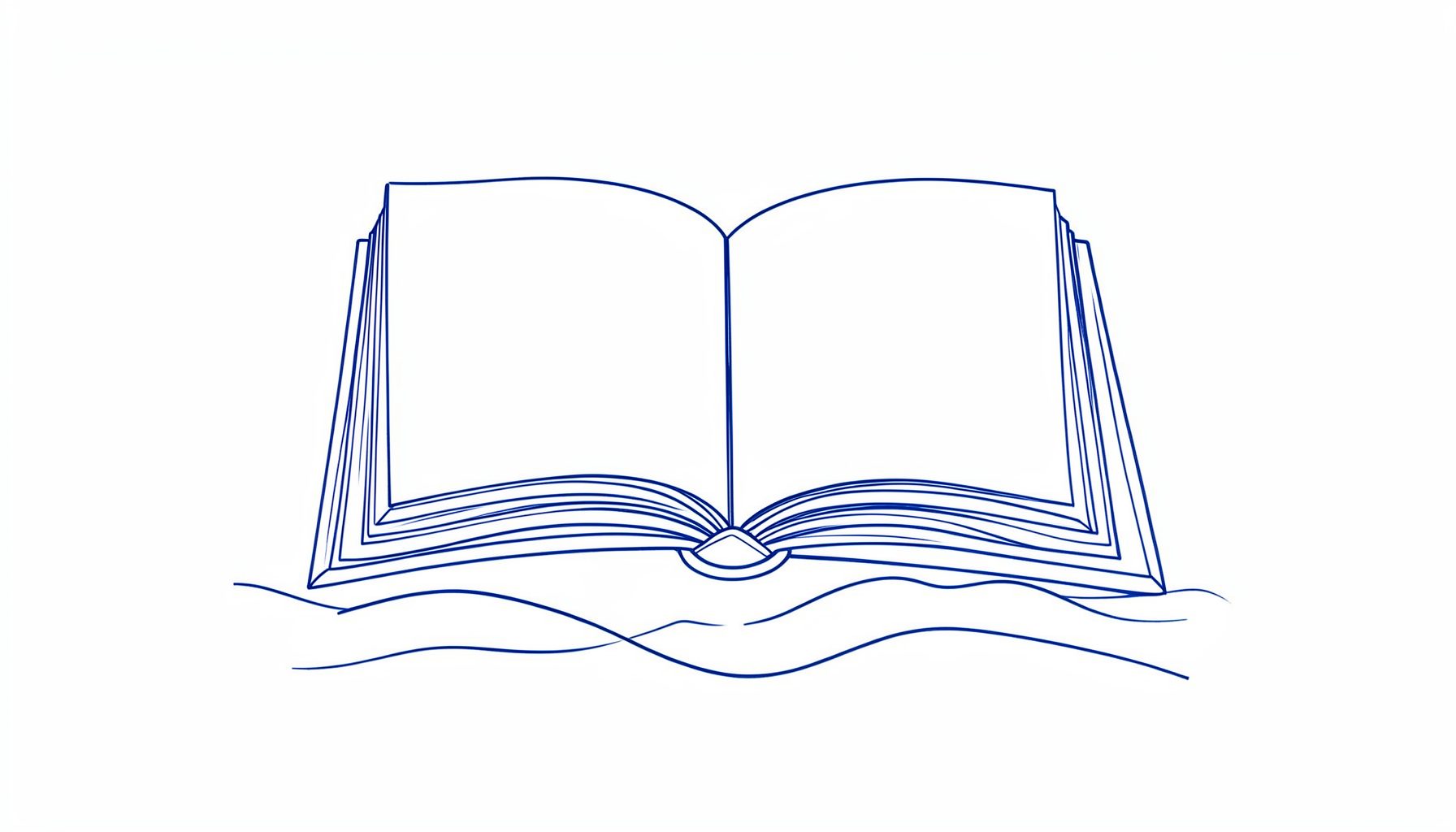 A simple line drawing of an open book with gentle waves below, suggesting Scripture reaching the islands of Micronesia